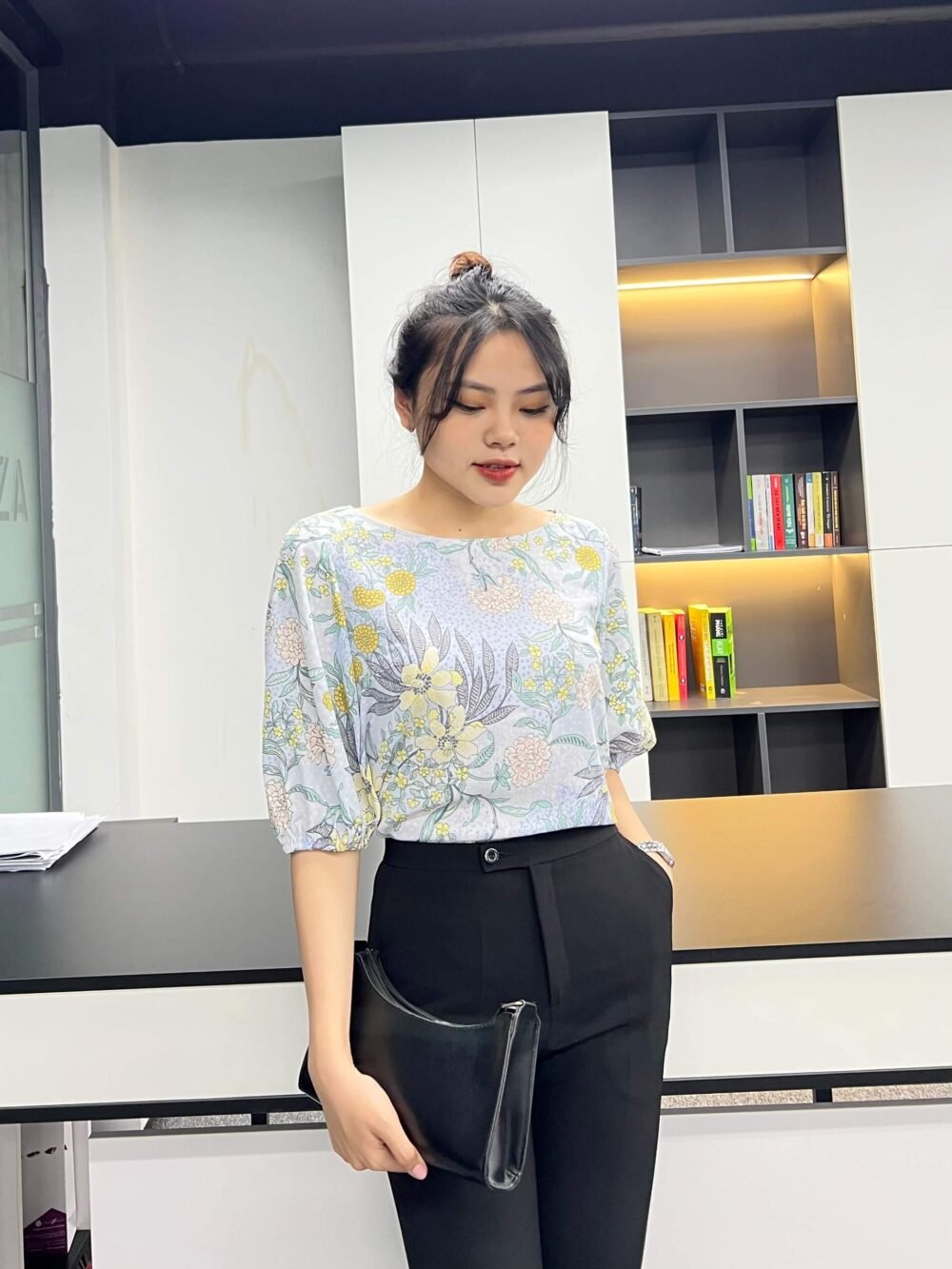 Sơ mi tay ngắn AL 042 139 xanh họa tiết pc1