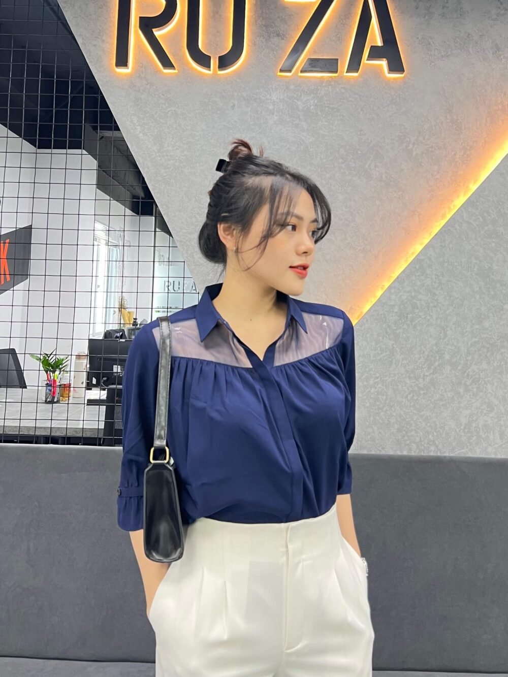 Sơ mi tay lỡ AL 22 66 Xanh đen p1