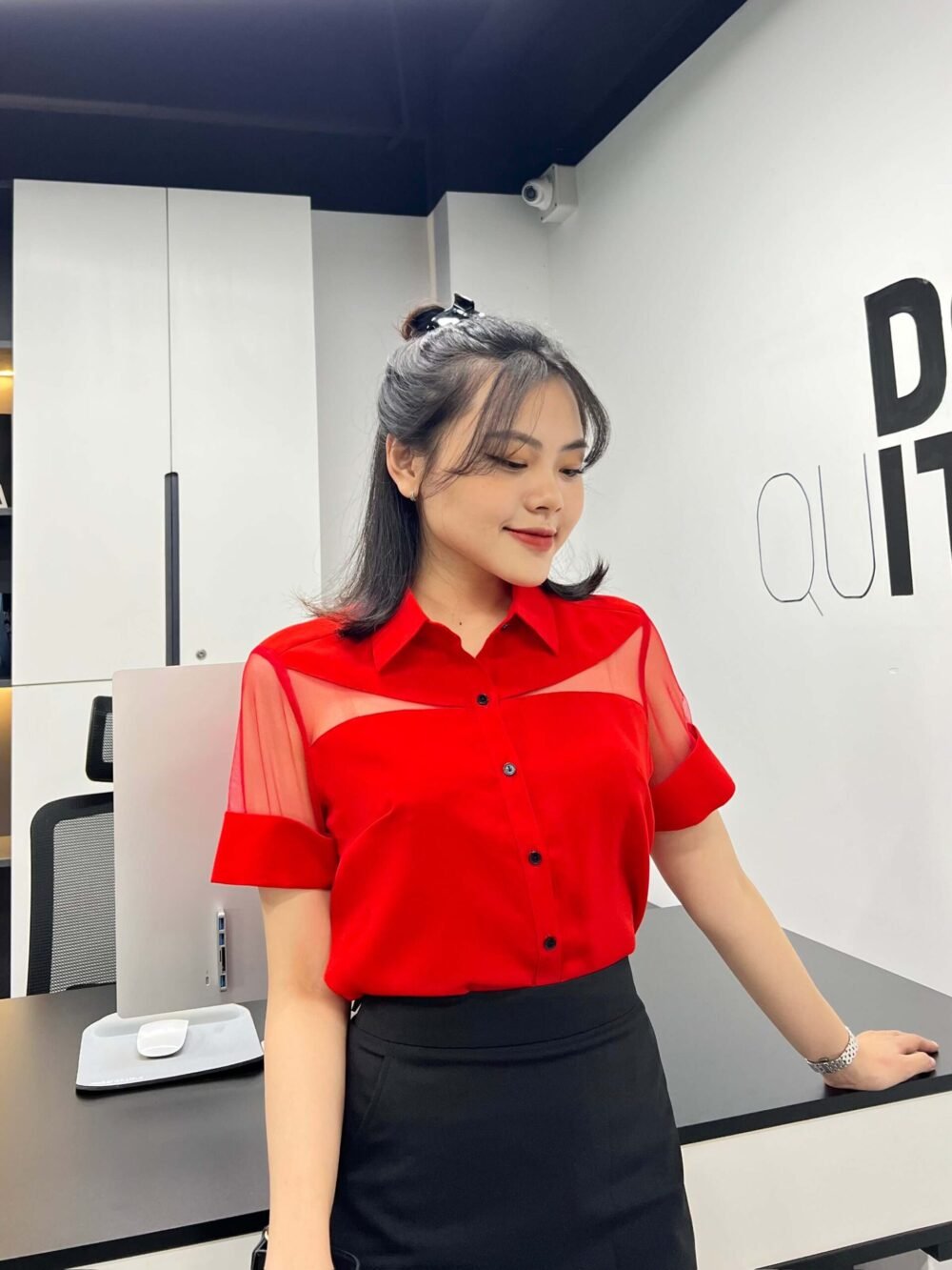 Sơ mi tay ngắn AN 22 68 đỏ cam pc1