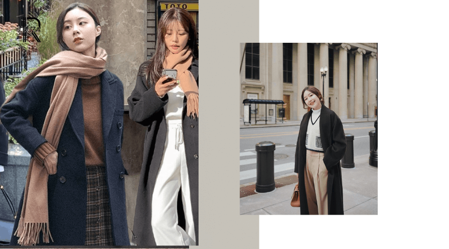 Cách phối áo khoác dạ cùng áo