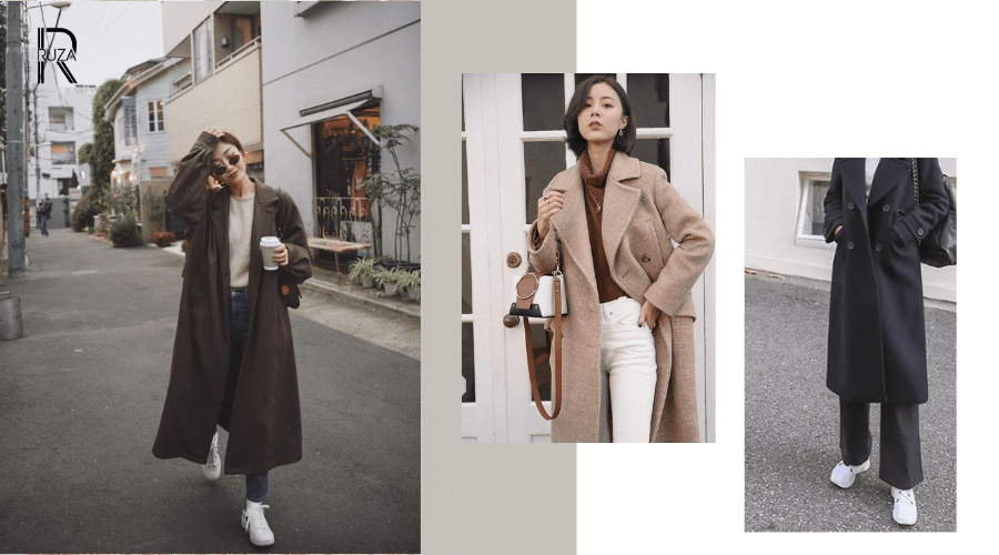 Cách phối áo khoác dạ cùng quần