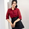 Áo Sơ Mi Tay Lỡ Basic - Đỏ Đô - AL 210-1 7 Áo sơ mi tay lỡ AL 210-1 pc1