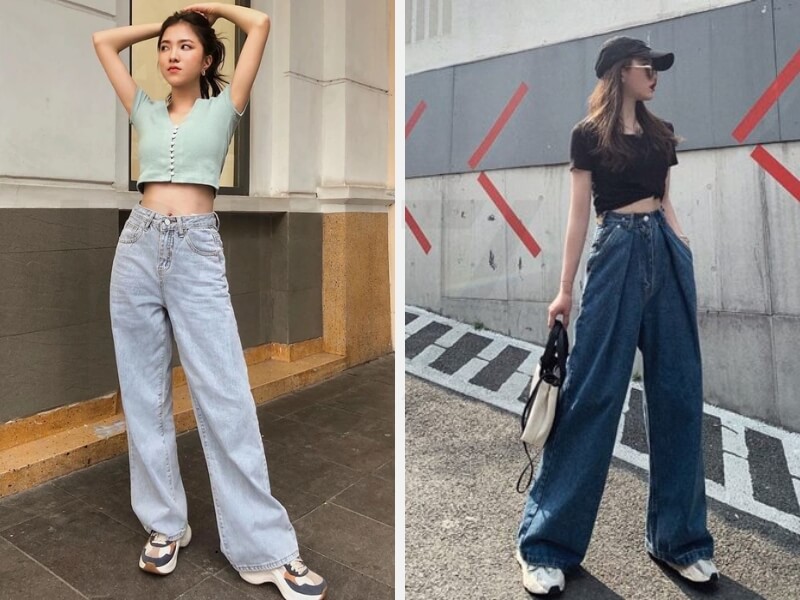 Quần ống rộng và áo croptop