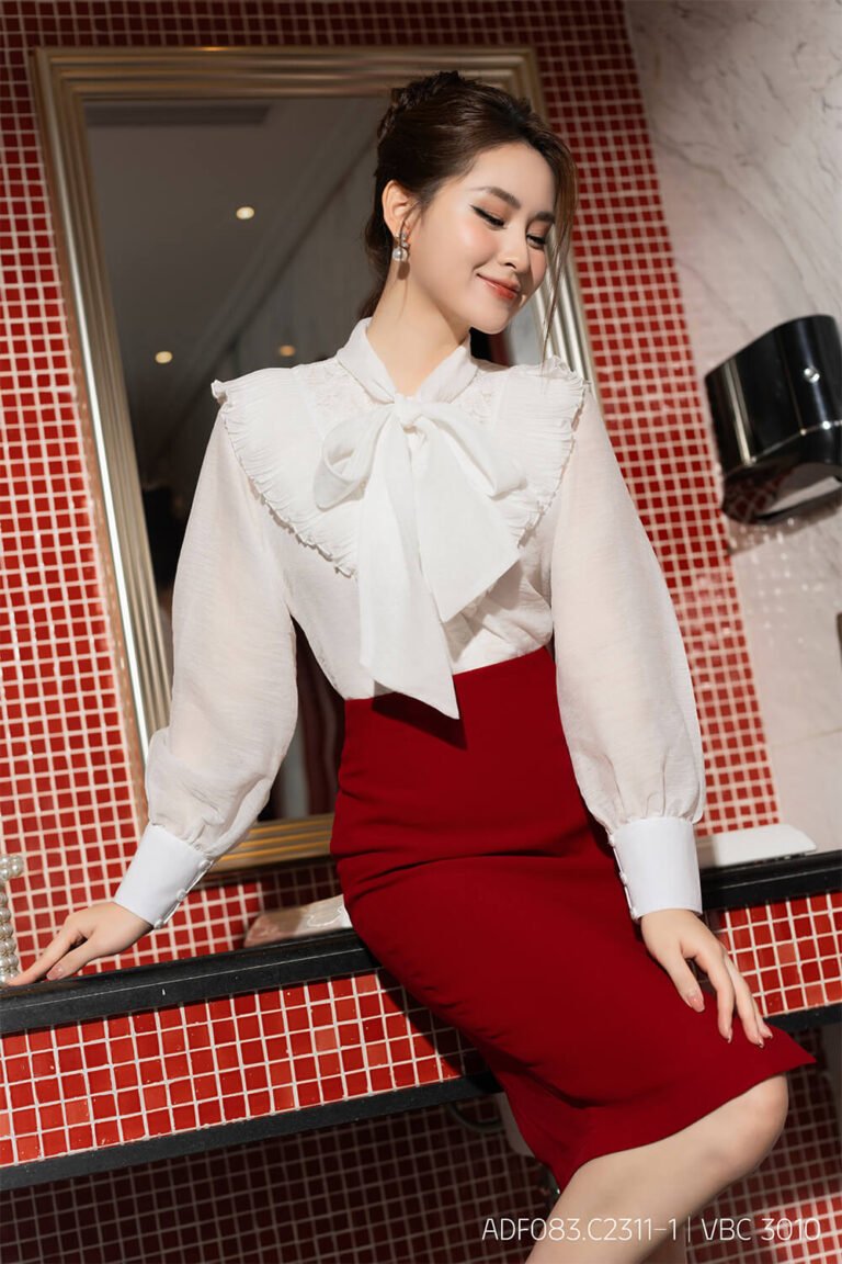 Áo sơ mi tay dài ADF083.C2311-1 trắng pc3