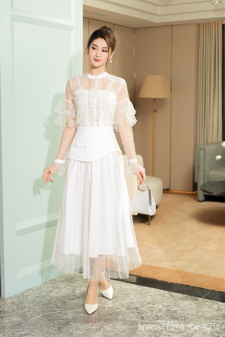 Áo sơ mi tay dài ADF084.C23111-1 trắng pc2