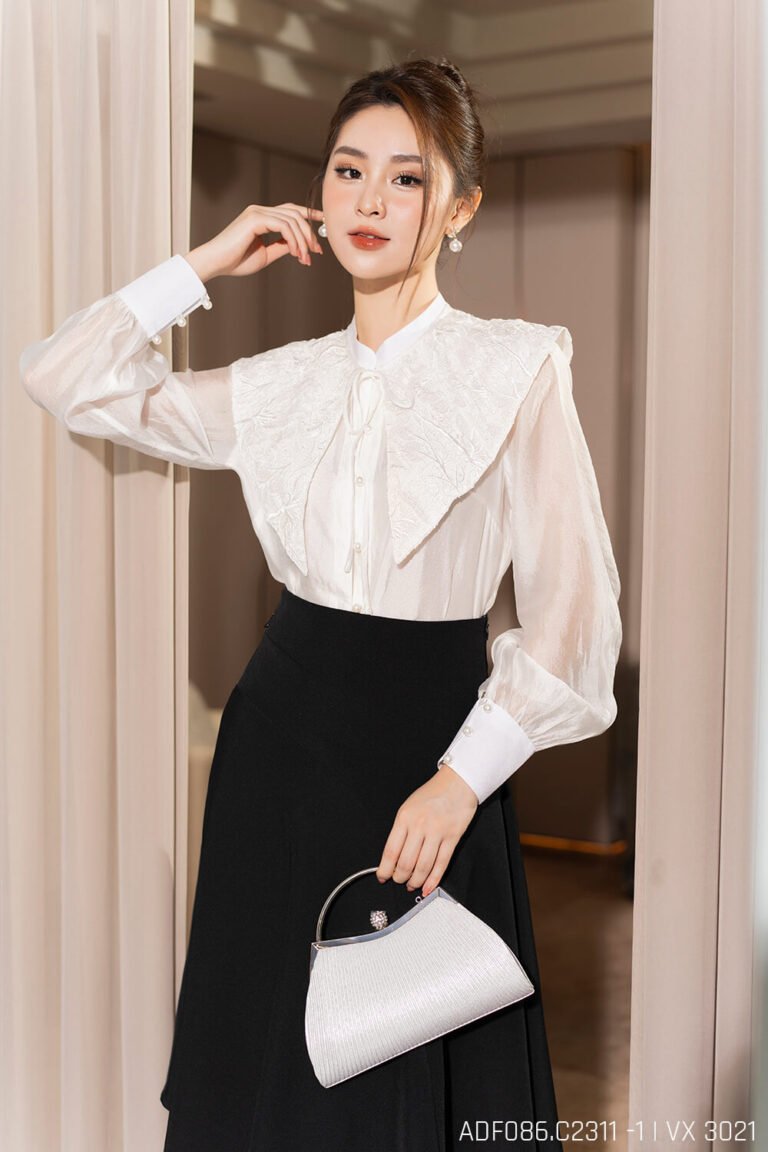 Áo sơ mi tay dài ADF086.C2311-1 trắng pc2