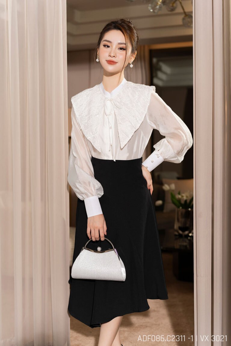Áo sơ mi tay dài ADF086.C2311-1 trắng pc3