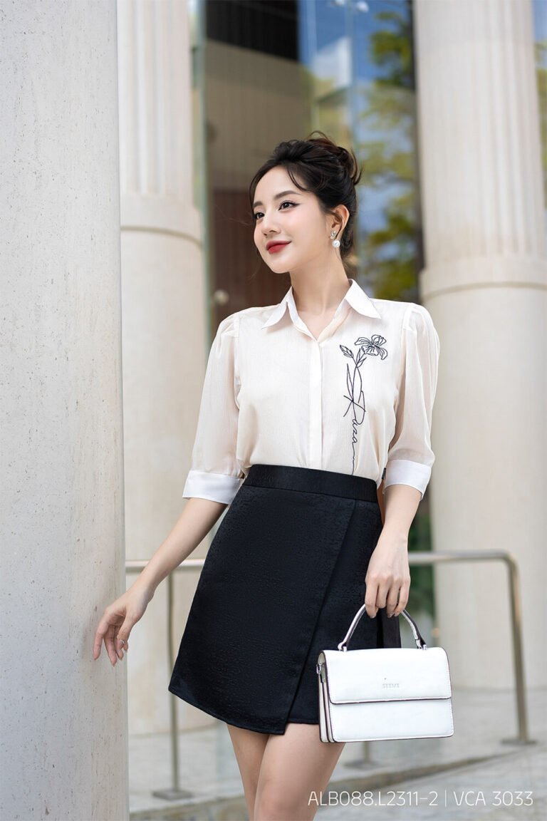 Sơ mi tay lỡ ALB088.L2311-2 kem pc1