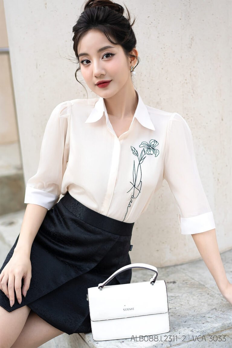 Sơ mi tay lỡ ALB088.L2311-2 kem pc2