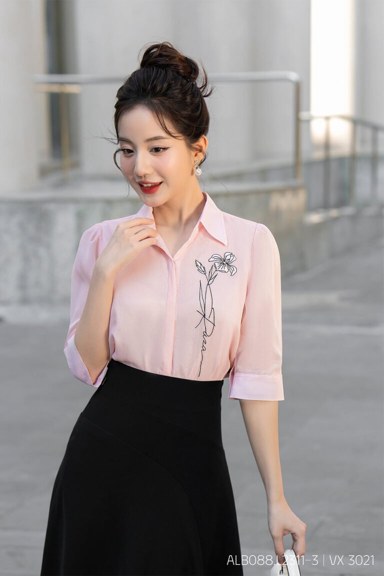Áo sơ mi tay lỡ ALB088.L2311 hồng pastel pc1