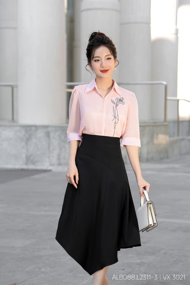 Áo sơ mi tay lỡ ALB088.L2311 hồng pastel pc3