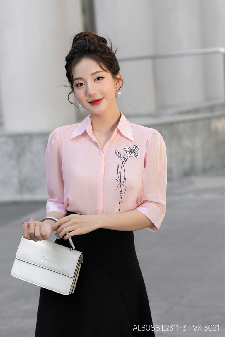 Áo sơ mi tay lỡ ALB088.L2311 hồng pastel pc4