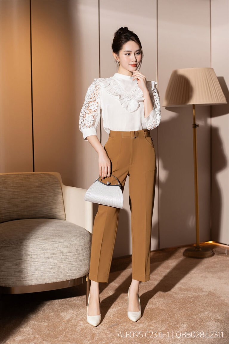 Áo sơ mi tay lỡ ALF095.C2311-1 trắng pc1