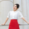 Chân Váy Chữ A - Đỏ - Tafta - VAF035.C2311 7 Áo sơ mi tay ngắn ANB081.L2311-1 trắng pc3