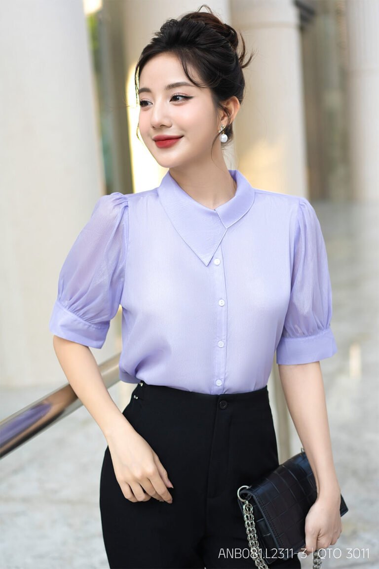Áo sơ mi tay ngắn ANB081.L2311-3 tím p1