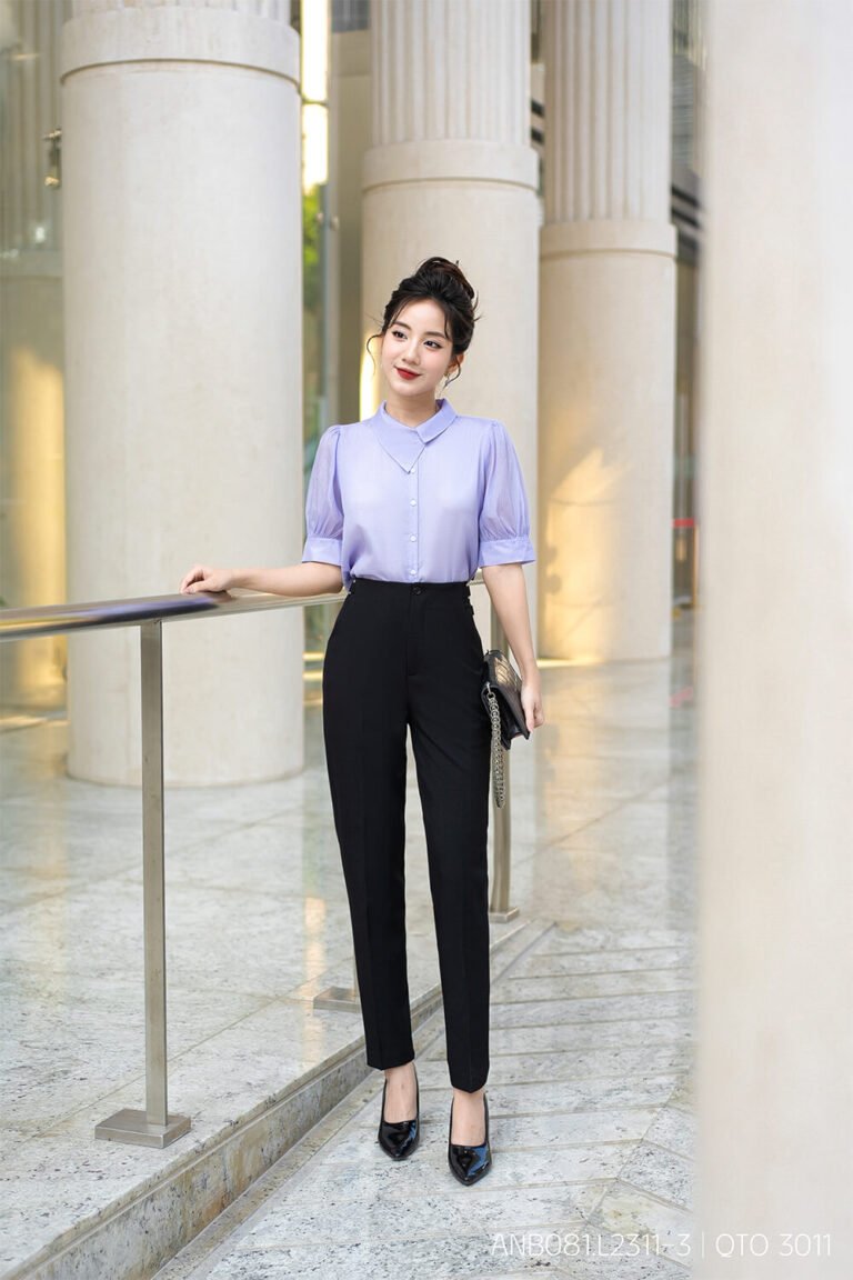 Áo sơ mi tay ngắn ANB081.L2311-3 tím p2