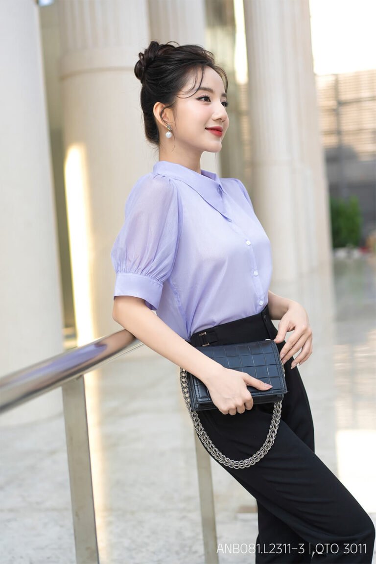 Áo sơ mi tay ngắn ANB081.L2311-3 tím p3