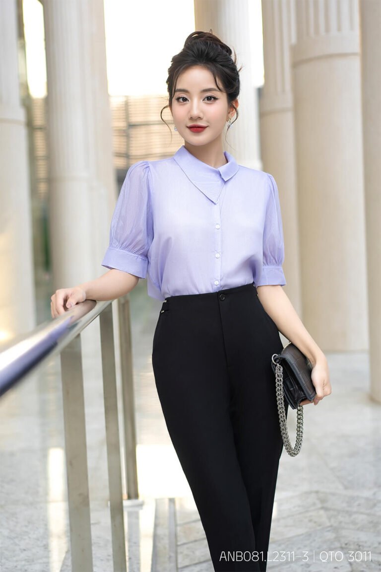 Áo sơ mi tay ngắn ANB081.L2311-3 tím p3