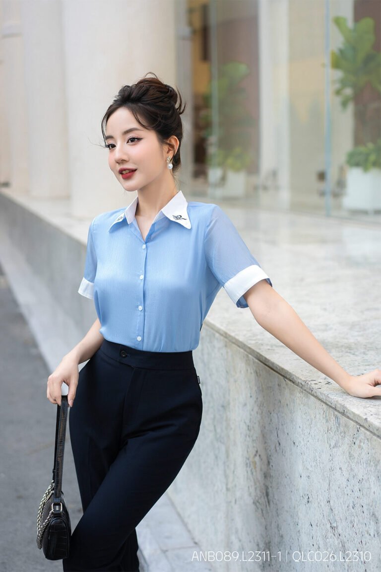 Áo sơ mi tay ngắn ANB089.L2311-2 xanh ngọc pc4