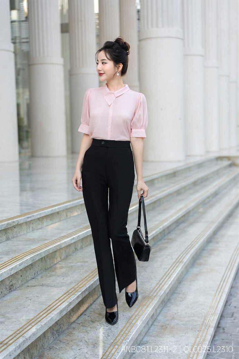 Áo sơ mi tay ngắn ANB081.L2311-2 hồng pc3
