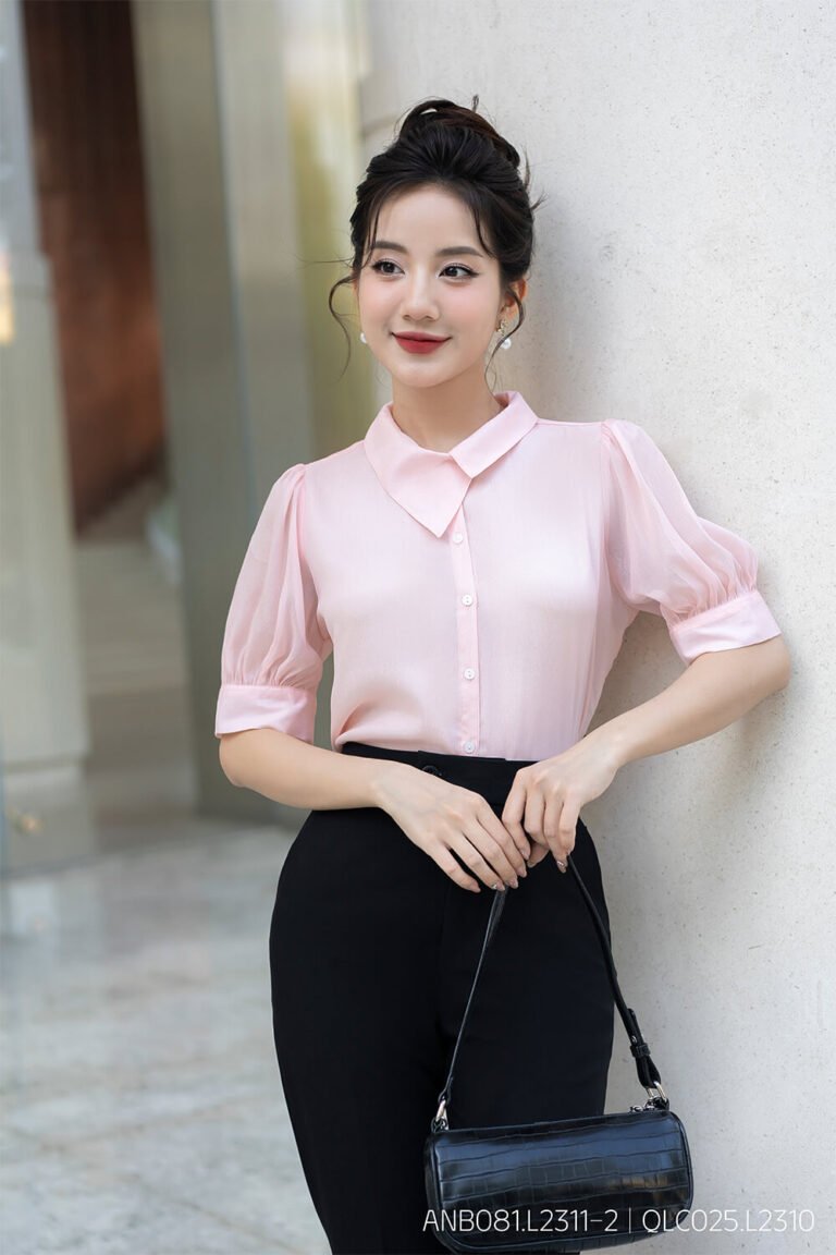 Áo sơ mi tay ngắn ANB081.L2311-2 hồng pc4