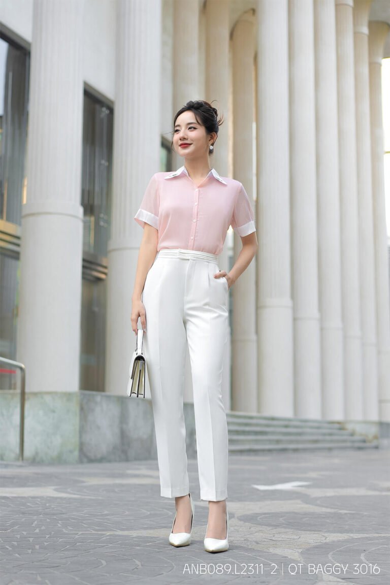 Áo sơ mi tay ngắn ANB089.L2311-1 hồng pastel p3