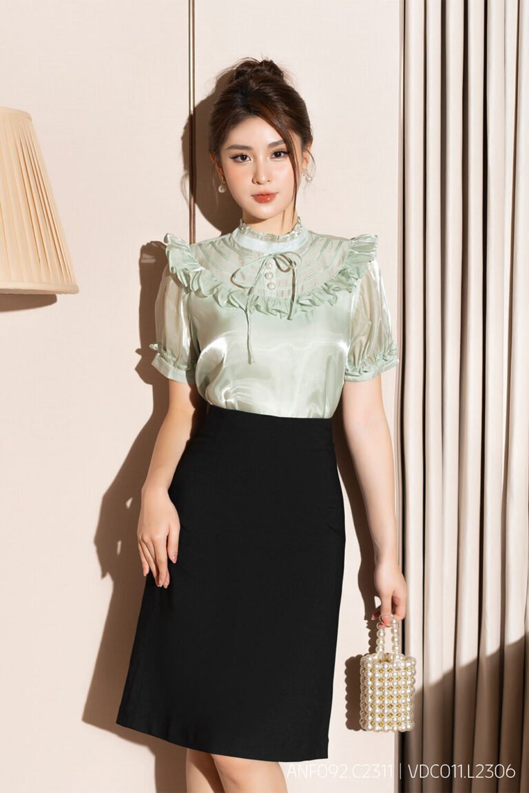 Áo sơ mi tay ngắn ANF092.C2311 xanh mint pc1