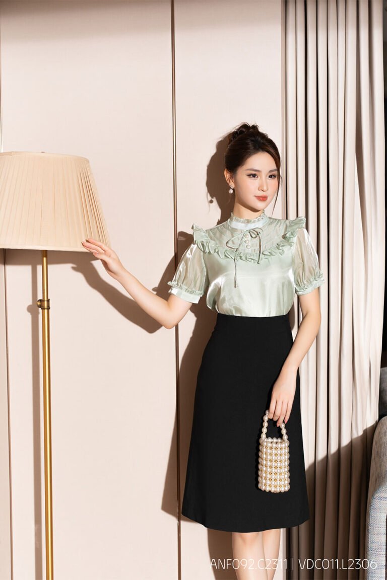 Áo sơ mi tay ngắn ANF092.C2311 xanh mint pc2