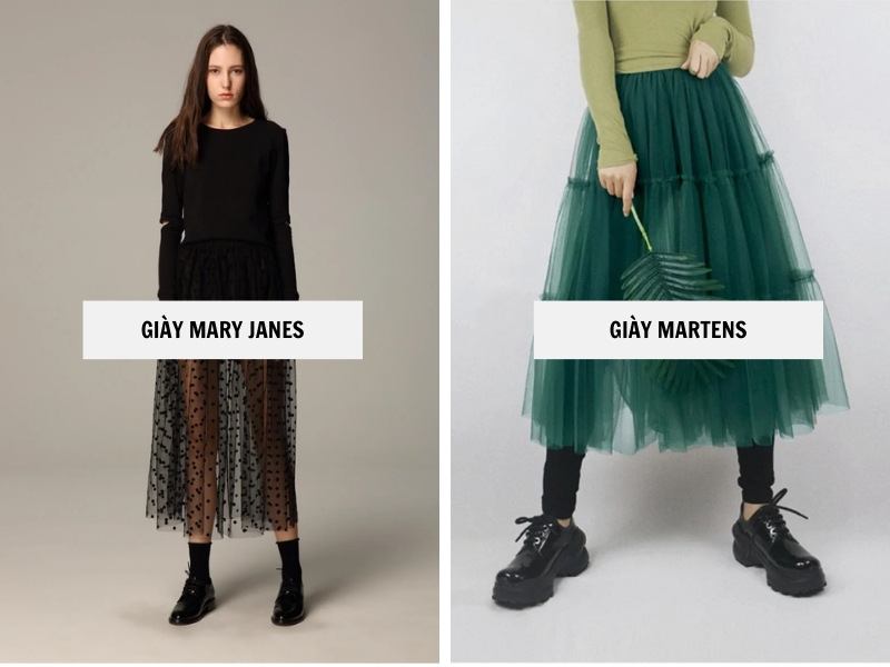 20+ Cách Phối Đồ Với Chân Váy Tutu Đẹp, Dễ Thương 31 Giày Mary Janes - giày Martens