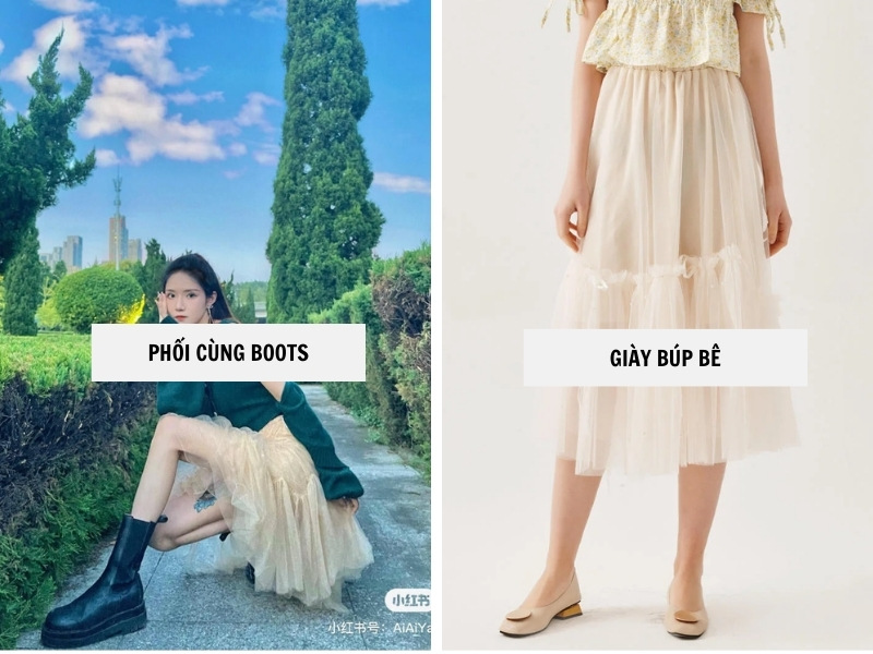 20+ Cách Phối Đồ Với Chân Váy Tutu Đẹp, Dễ Thương 32 Giày boots - Giày búp bê