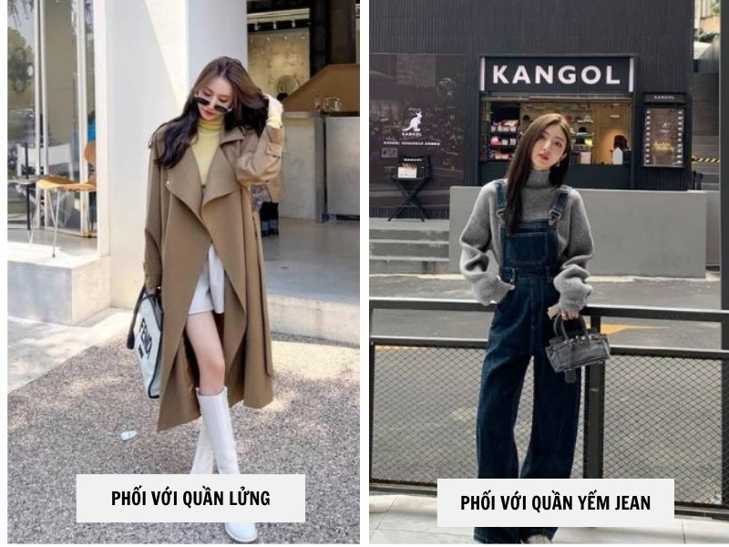 10 Cách Phối Đồ Với Áo Len Cổ Lọ Ấm Áp Mà Vẫn Sành Điệu 14 Phối áo cổ lọ phối với quần lửng - quần yếm jean