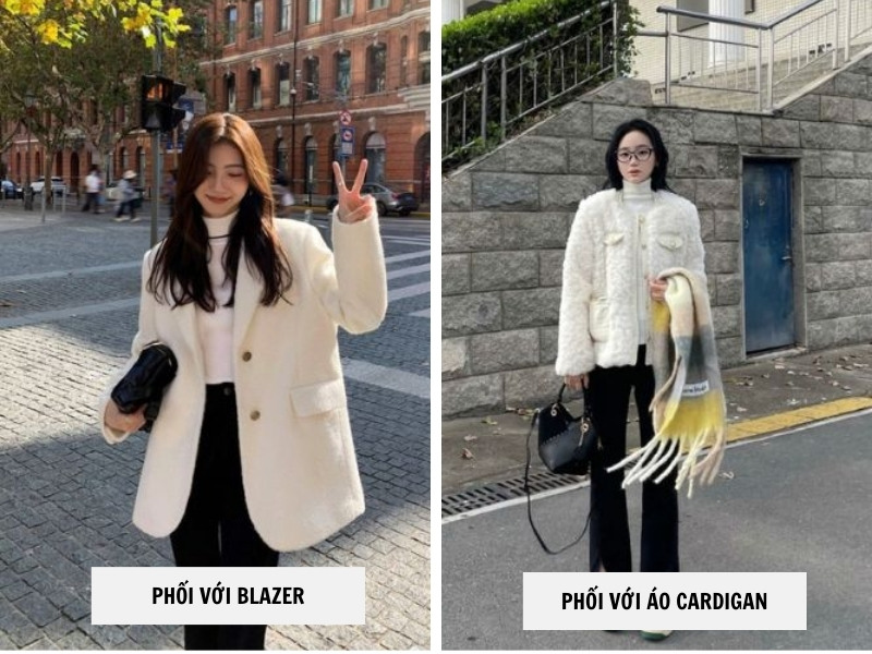 10 Cách Phối Đồ Với Áo Len Cổ Lọ Ấm Áp Mà Vẫn Sành Điệu 17 Phối áo len cổ lọ nữ với blazer - áo cardigan