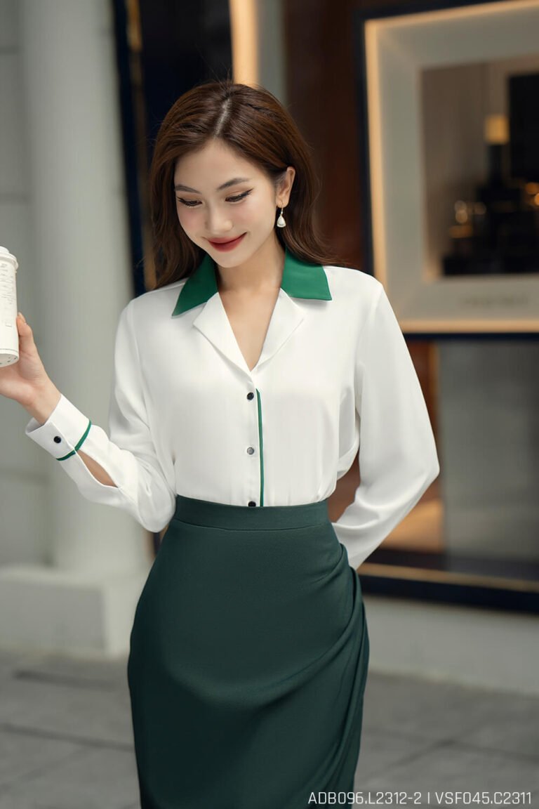 Áo sơ mi tay dài ADB096 -2 trắng xanh pc3