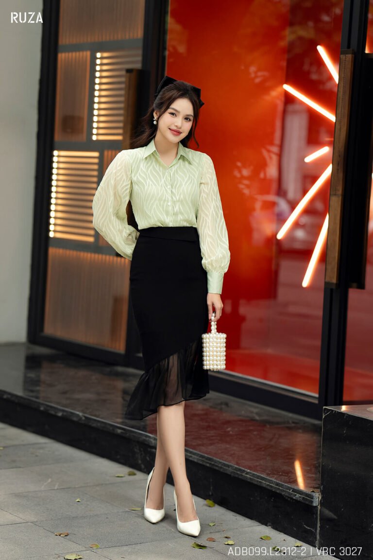 Áo sơ mi tay dài ADB009-2 xanh lá pc1