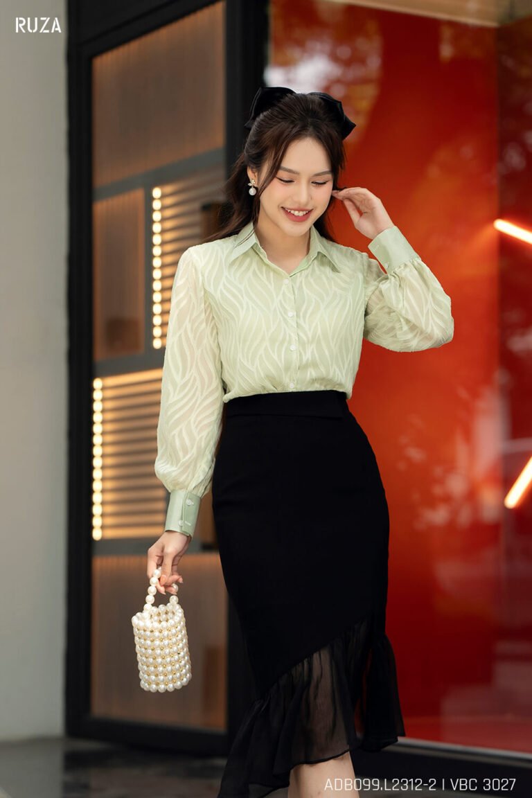 Áo sơ mi tay dài ADB009-2 xanh lá pc2