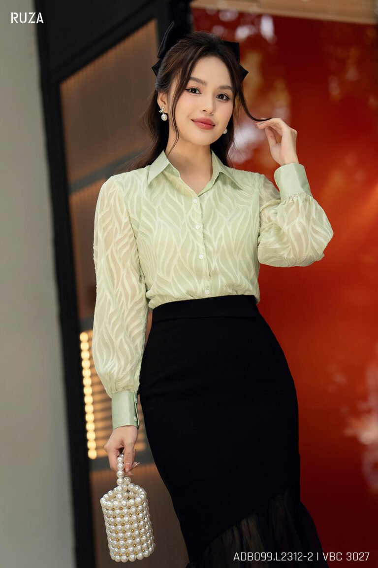 Áo sơ mi tay dài ADB009-2 xanh lá pc3