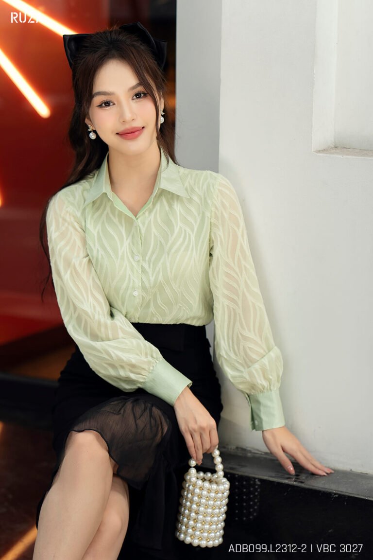 Áo sơ mi tay dài ADB009-2 xanh lá pc4