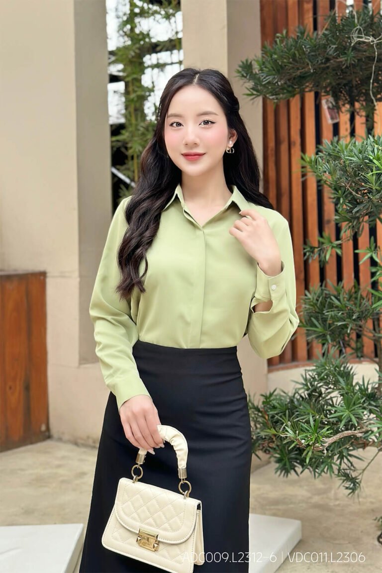 Áo so mi tay dài ADC009-6 xanh bơ pc5