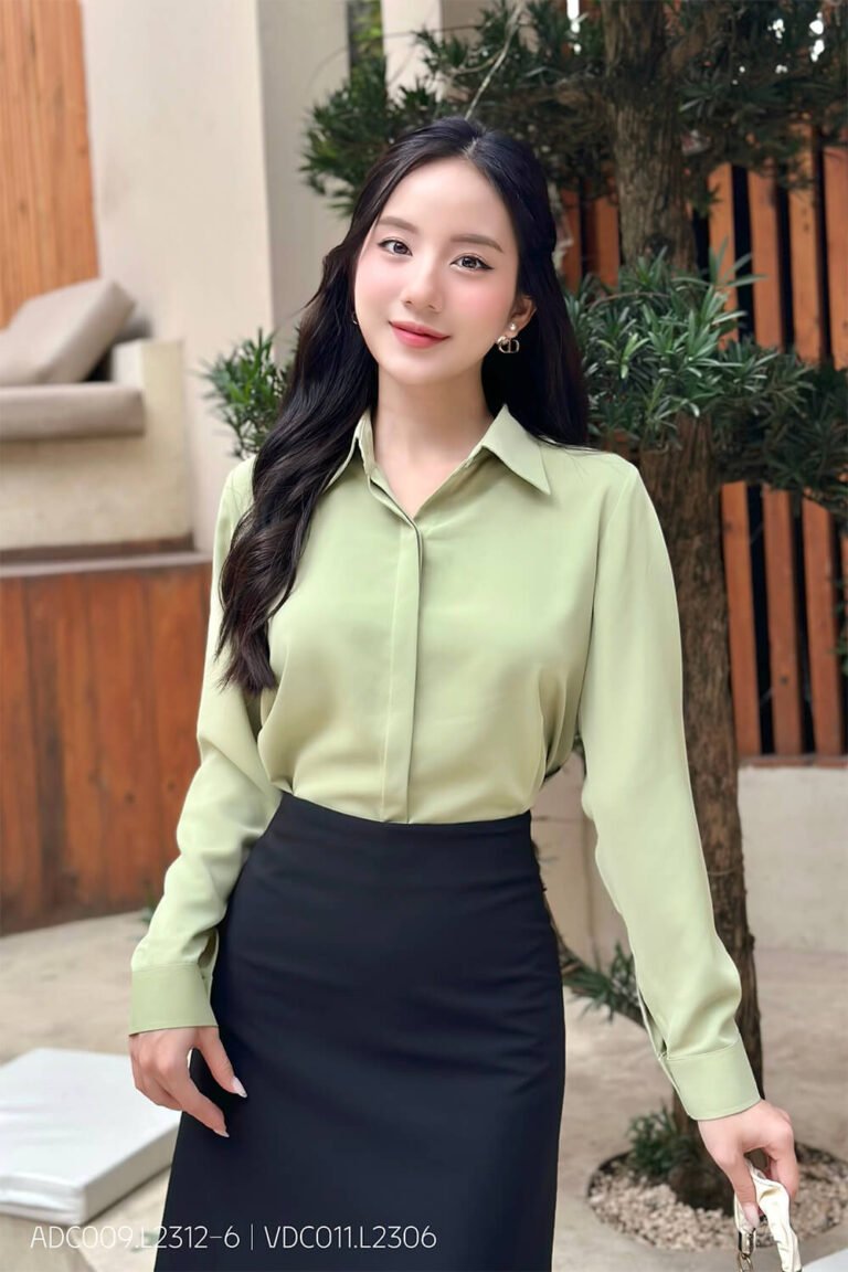 Áo so mi tay dài ADC009-6 xanh bơ pc6