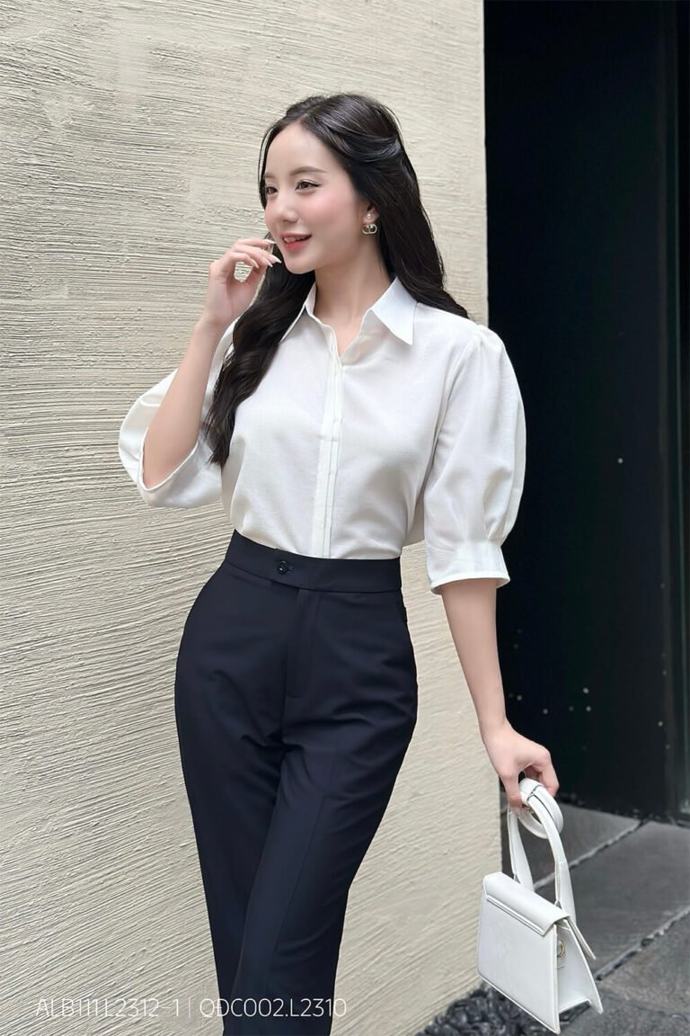 Áo sơ mi tay lỡ ALB111-trắng pc2