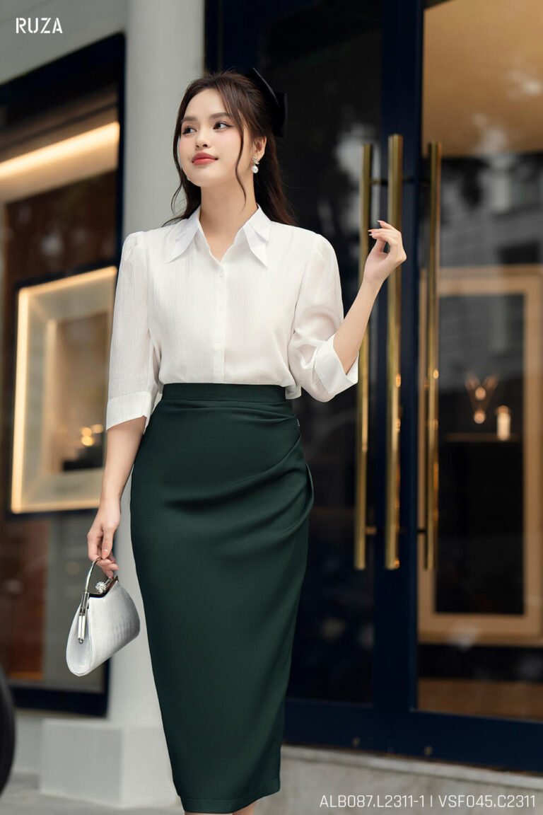 Áo sơ mi tay lỡ ALB087-1 trắng pc3