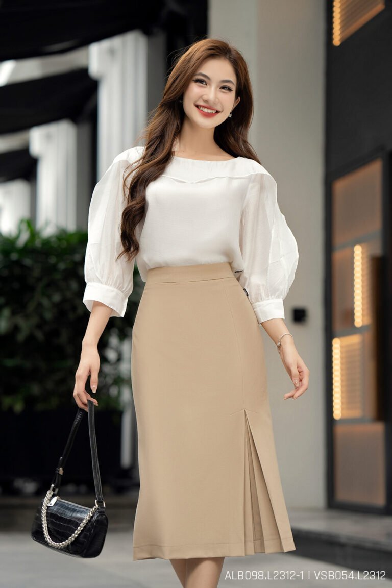 Áo sơ mi tay lỡ ALB098-1 trắng pc1