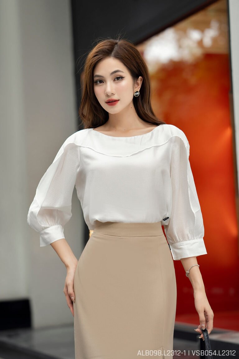 Áo sơ mi tay lỡ ALB098-1 trắng pc4