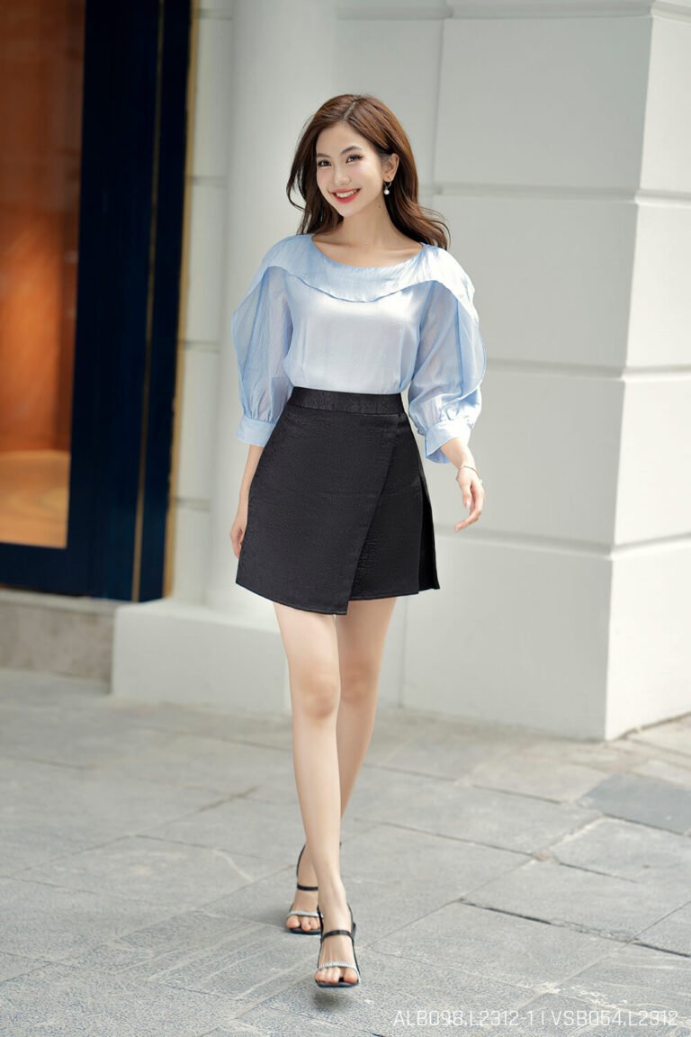 Áo sơ mi tay lỡ ALB098-2 xanh pc1