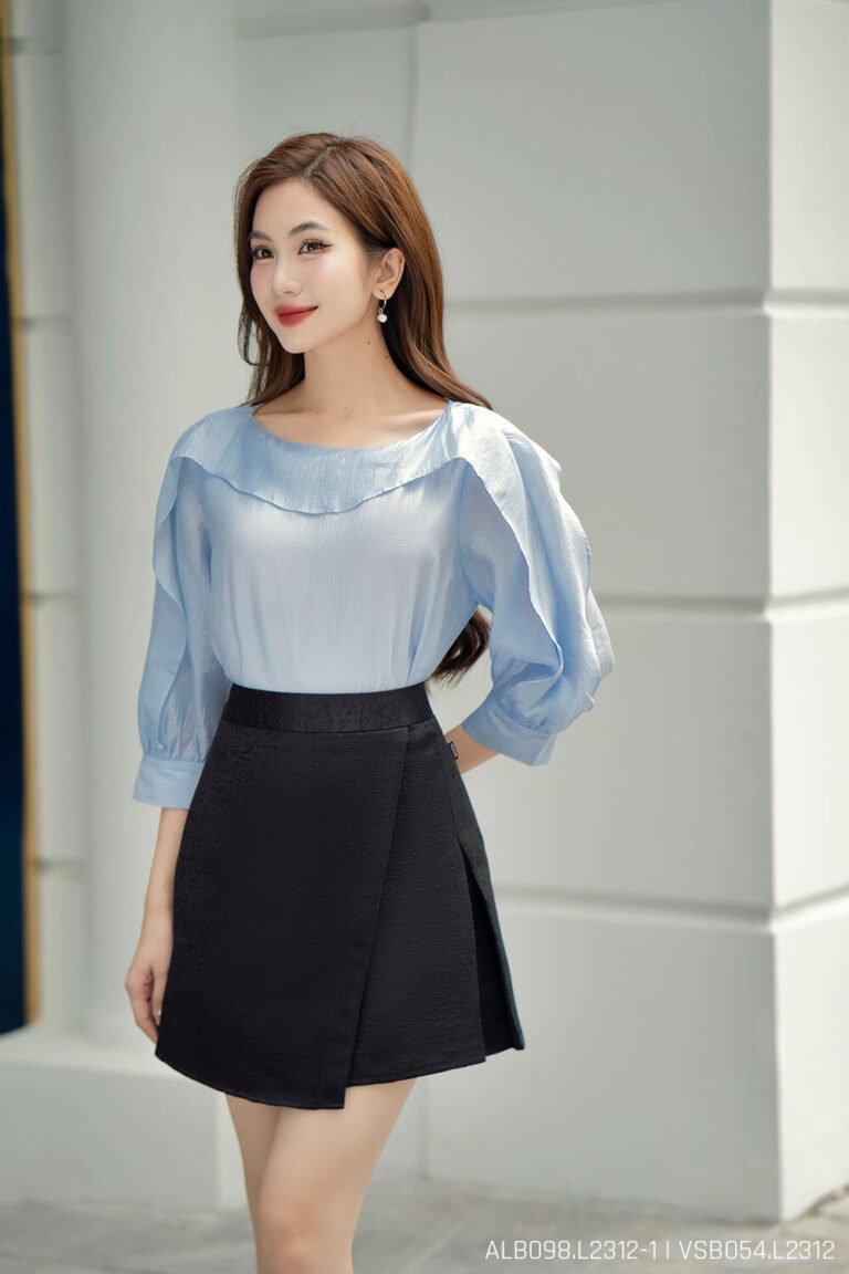 Áo sơ mi tay lỡ ALB098-2 xanh pc2