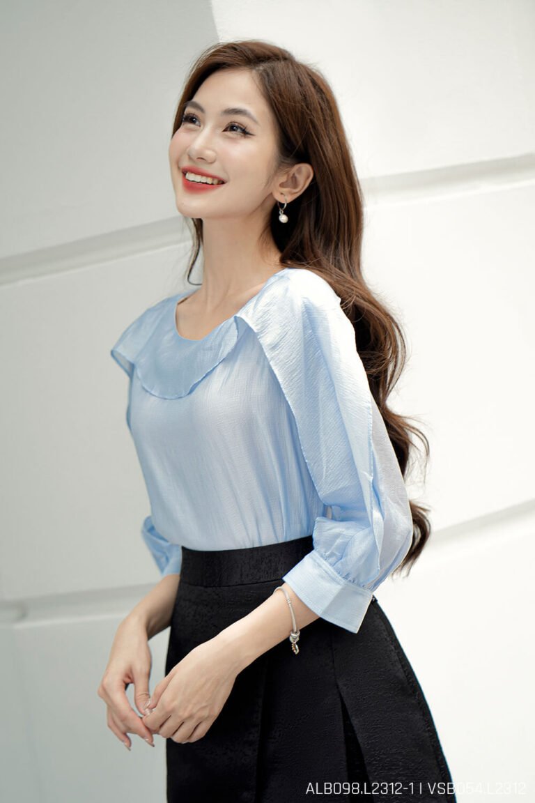 Áo sơ mi tay lỡ ALB098-2 xanh pc4