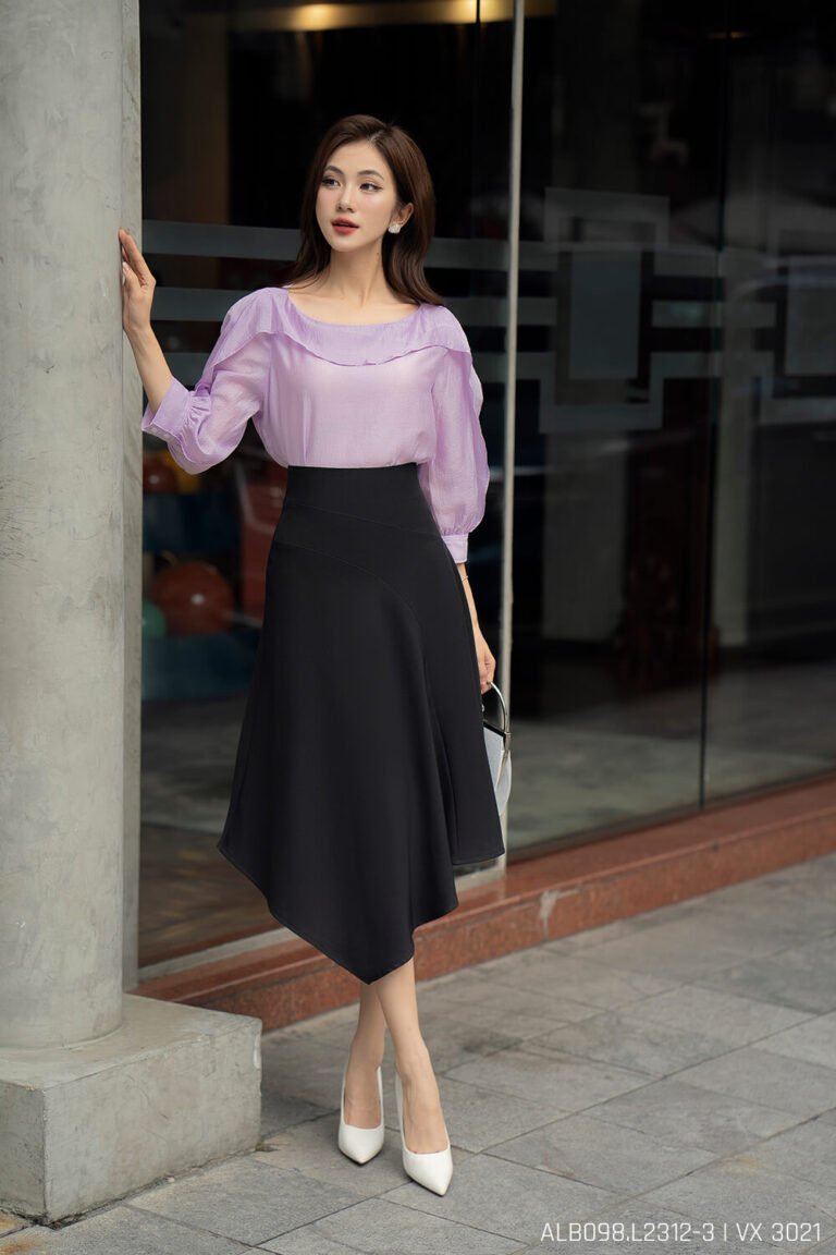 Áo sơ mi tay lỡ ALB098-3 tím pc1