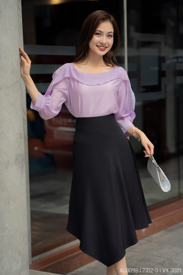 Áo sơ mi tay lỡ ALB098-3 tím pc2