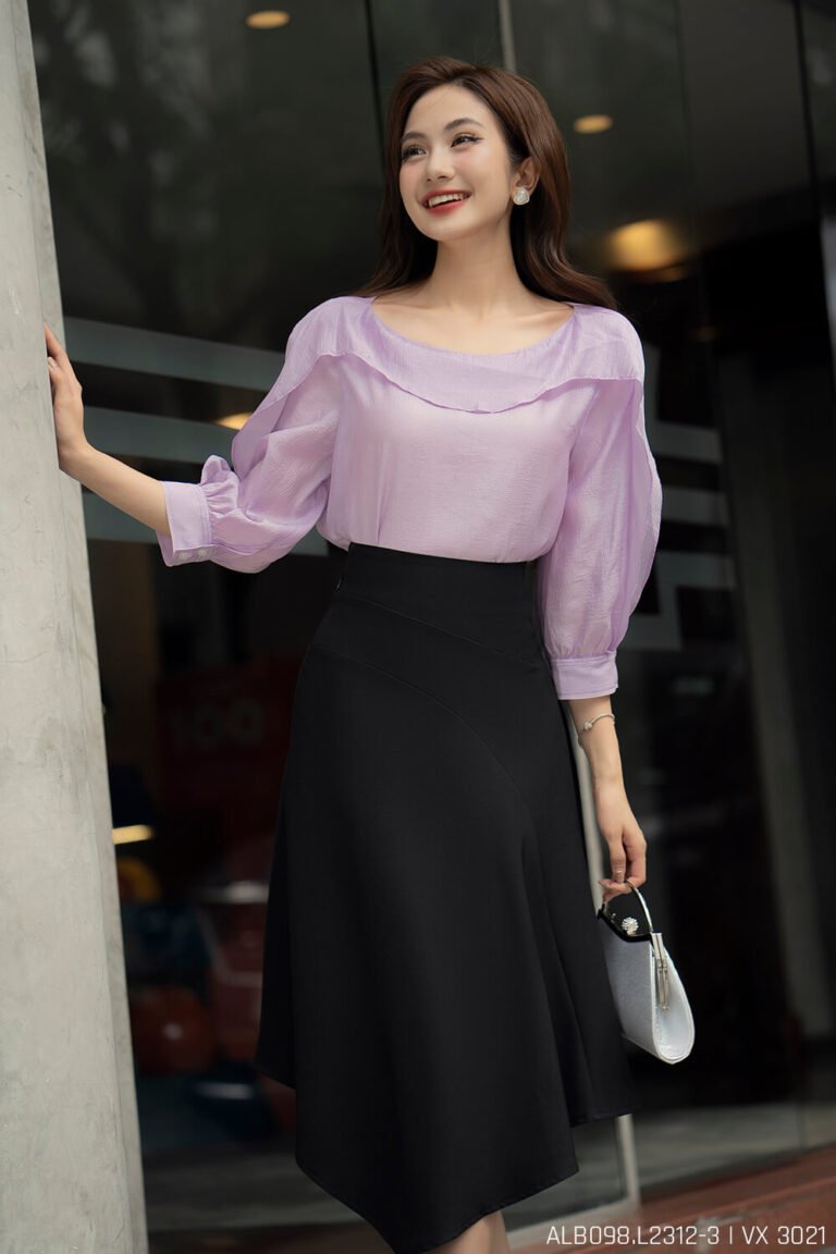 Áo sơ mi tay lỡ ALB098-3 tím pc3