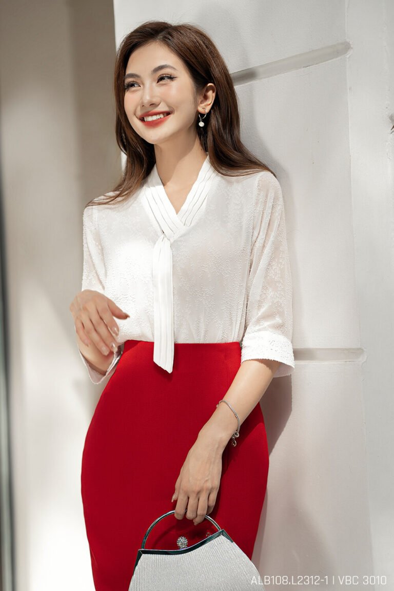 Áo sơ mi tay lỡ ALB108-1 trắng pc4